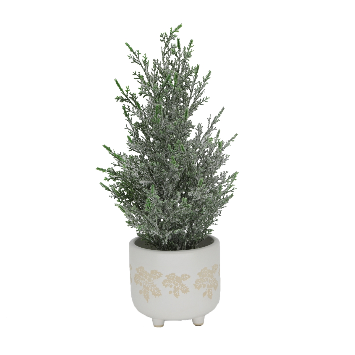 15.5'H Frosted Xmas Tree in 4.75' Maple Leaf Ceramic Footed