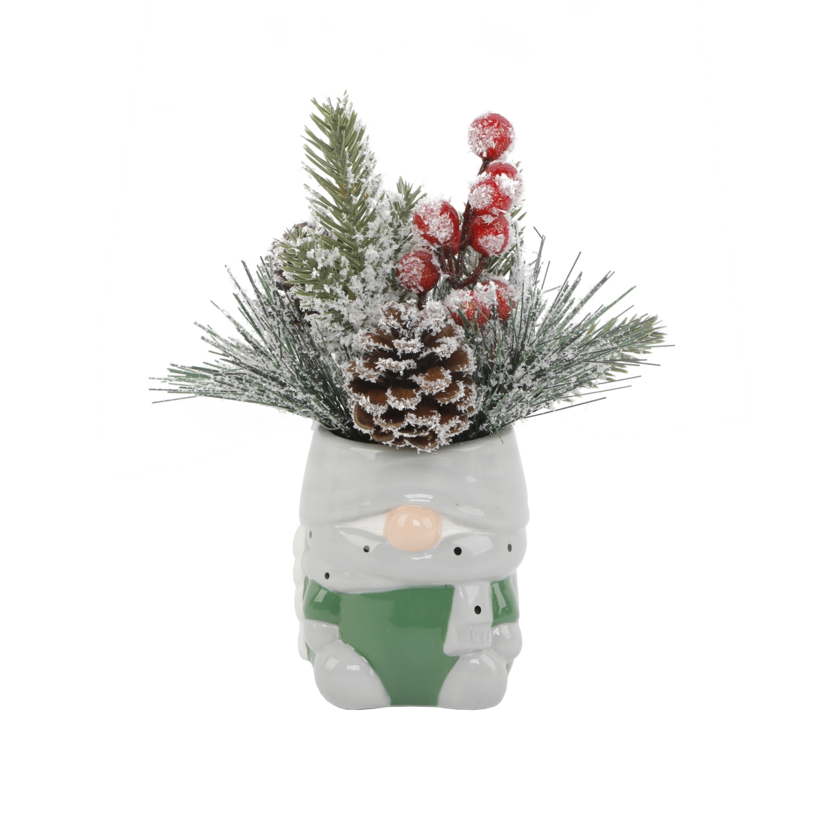 CH2099E-GN Xmas Mix in Gnome Ceramic Pot 3.25X3X4