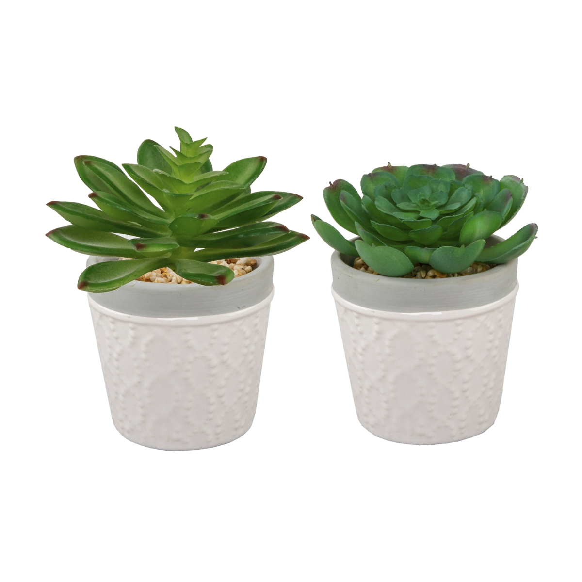 Faux Succulent Planter Set - White - 3.5in. x 3.5in. x 4.5in. - Elegant Design