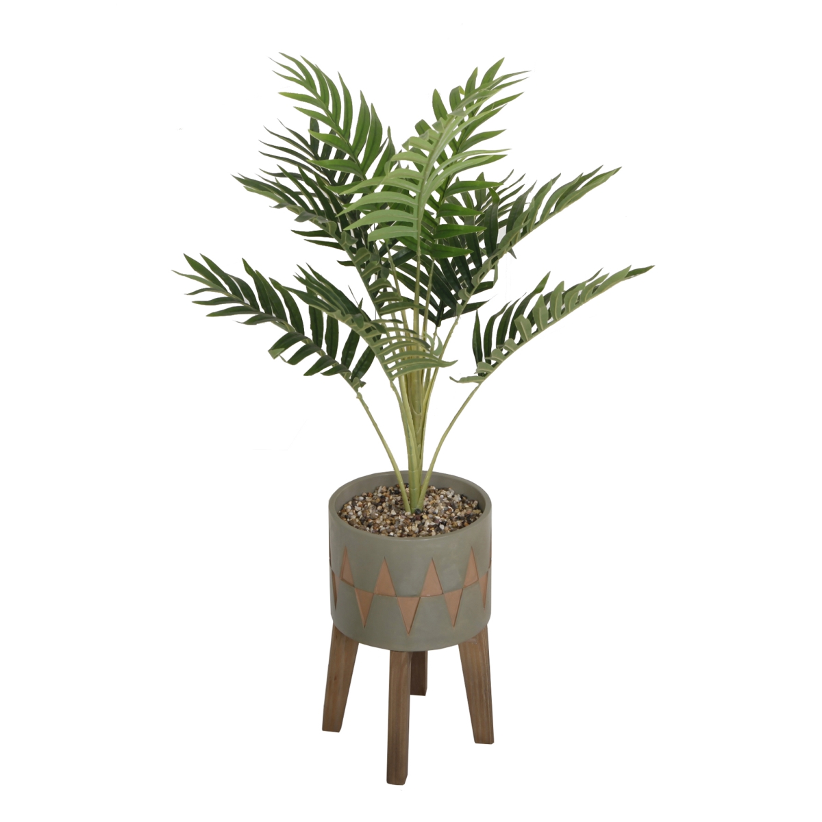 3.15'FT Palm in Cement Planter on Wood stand