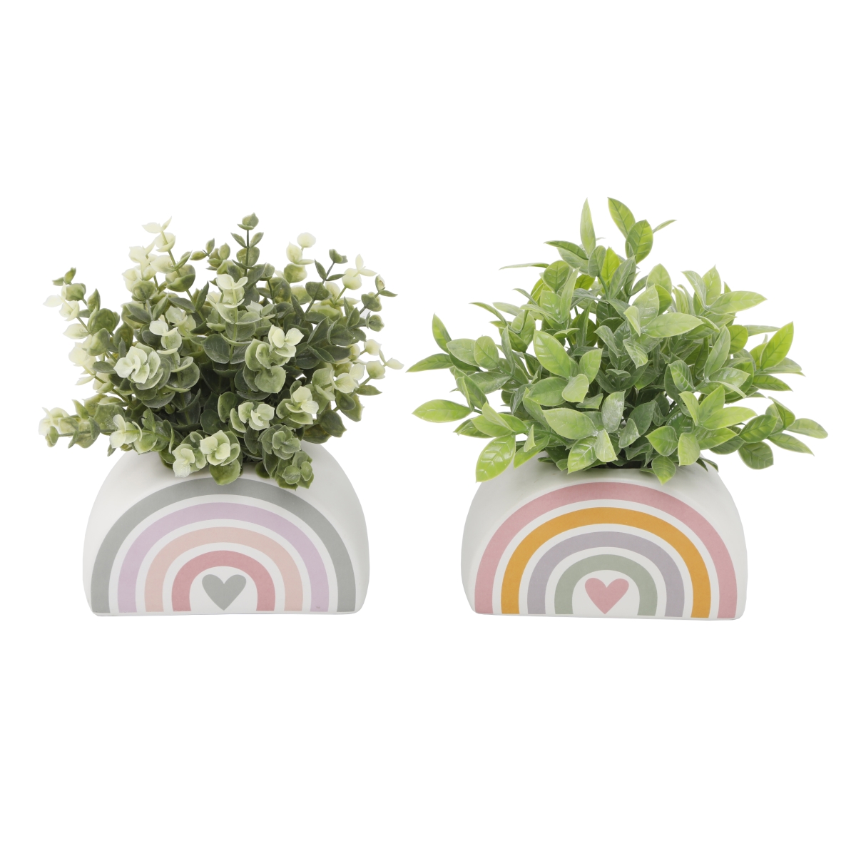 Eucalyptus AND TEA LEAF  in 5.75' YL Rainbow Pot,SET OF 2