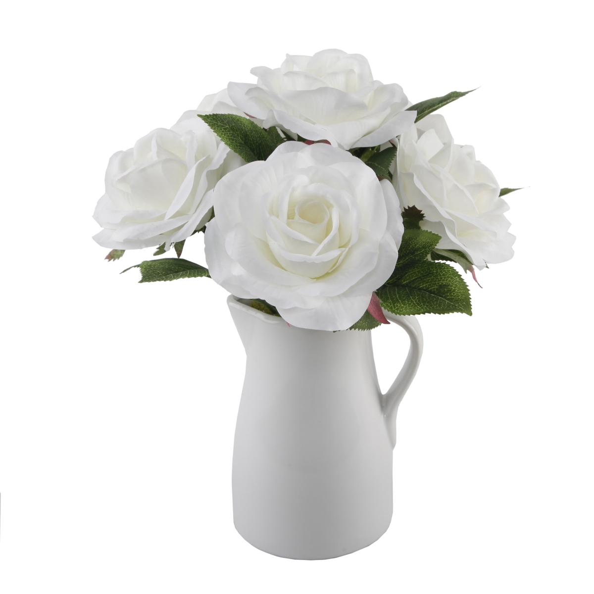 12' H Roses in Ceramic Water Pot,White