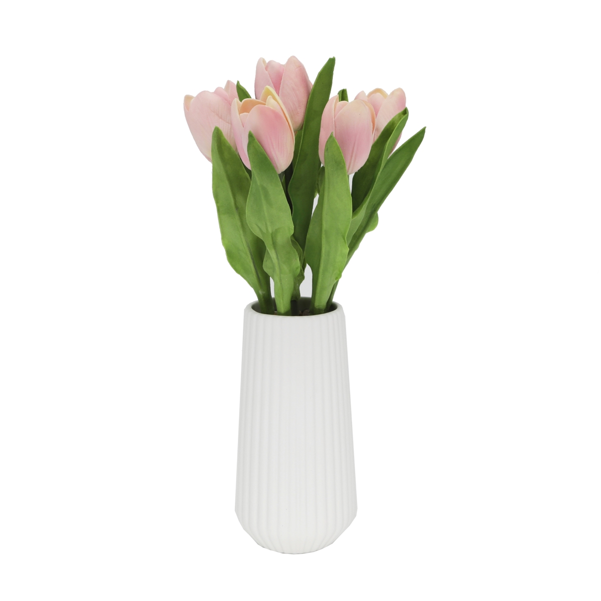 Real-touch Tulips in 8'H Ceramic Vase