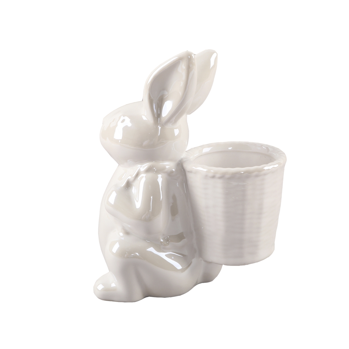 CT1548E-WH 7'  Ceramic Bunny Basket Vase