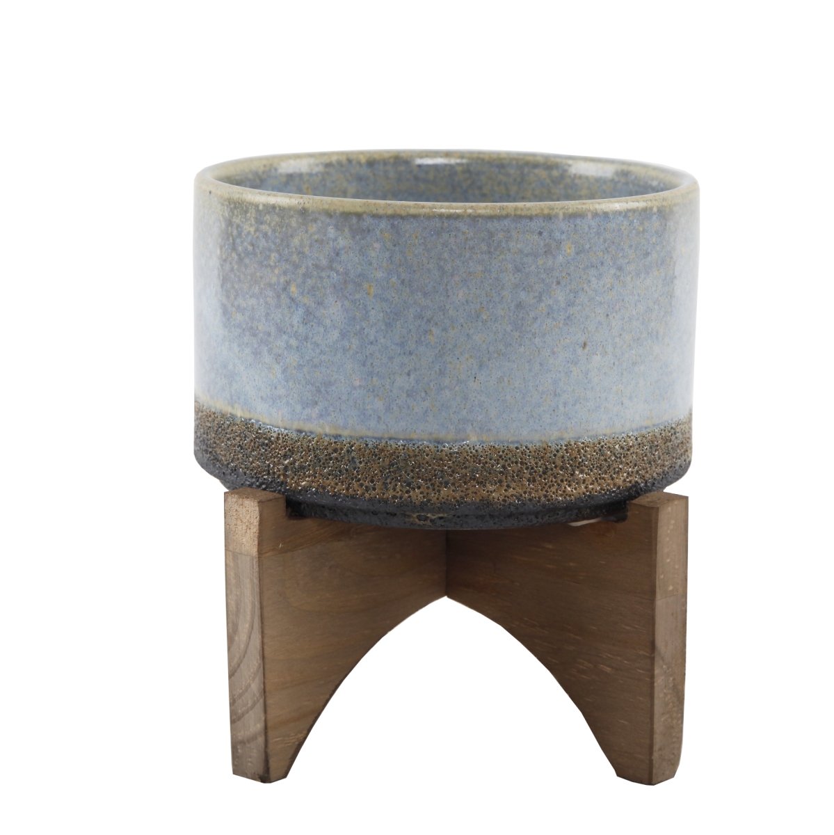 5.1' OPENING LAVA CERAMIC ON WOOD STAND,BLUE