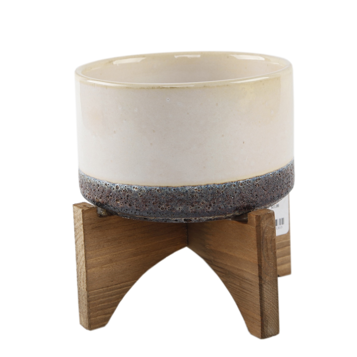 5.1' OPENING LAVA CERAMIC ON WOOD STAND,GREY