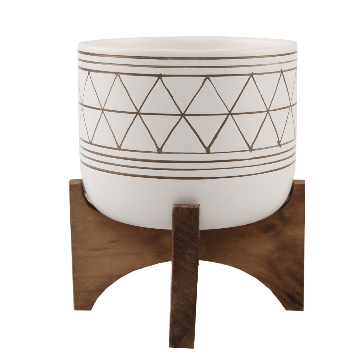 5' WHITE GOLD GEO W/Wood STAND