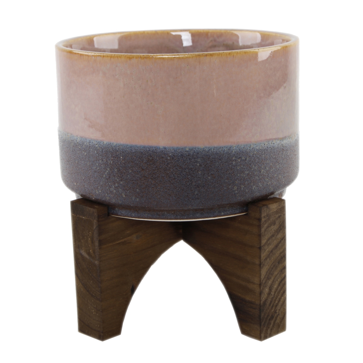 7' Lava Ceramic on Wood Stand,Pink and Mauve