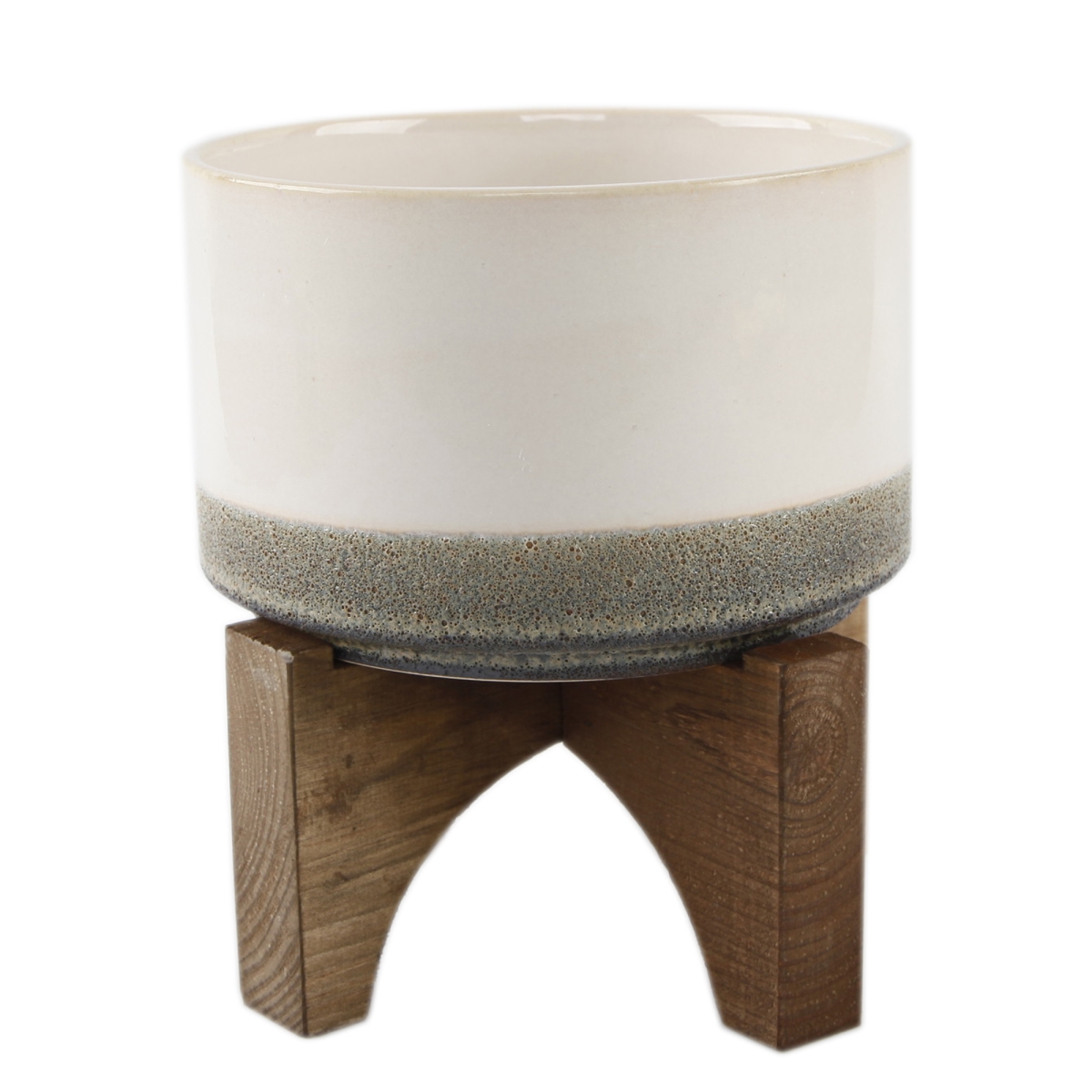 7' Lava Ceramic on Wood Stand, Grey