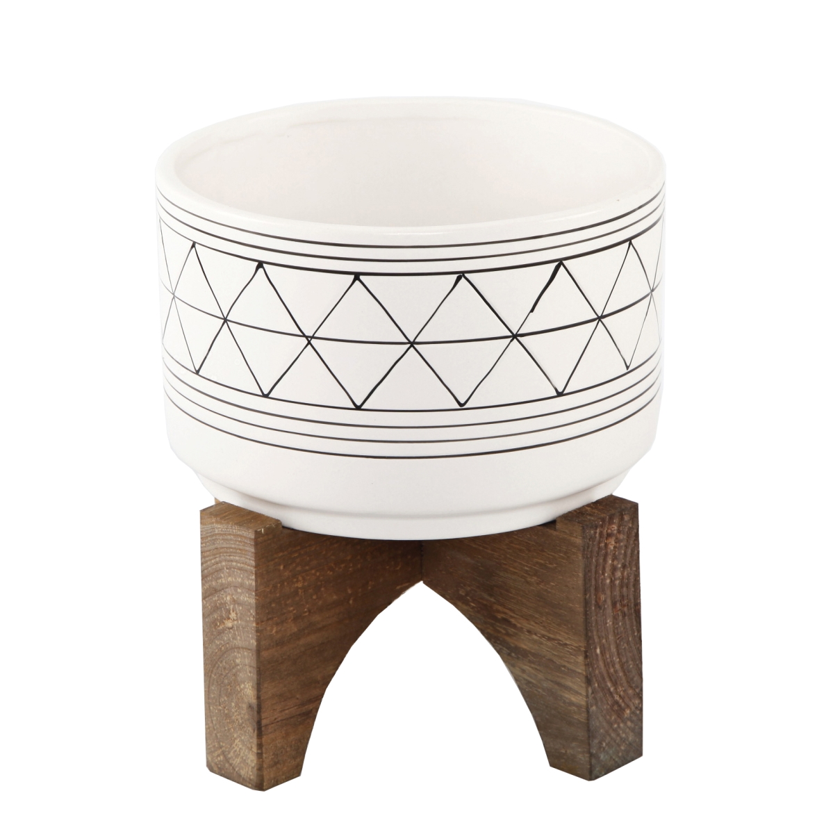 7' White Black Line GEO CERAMIC ON STAND