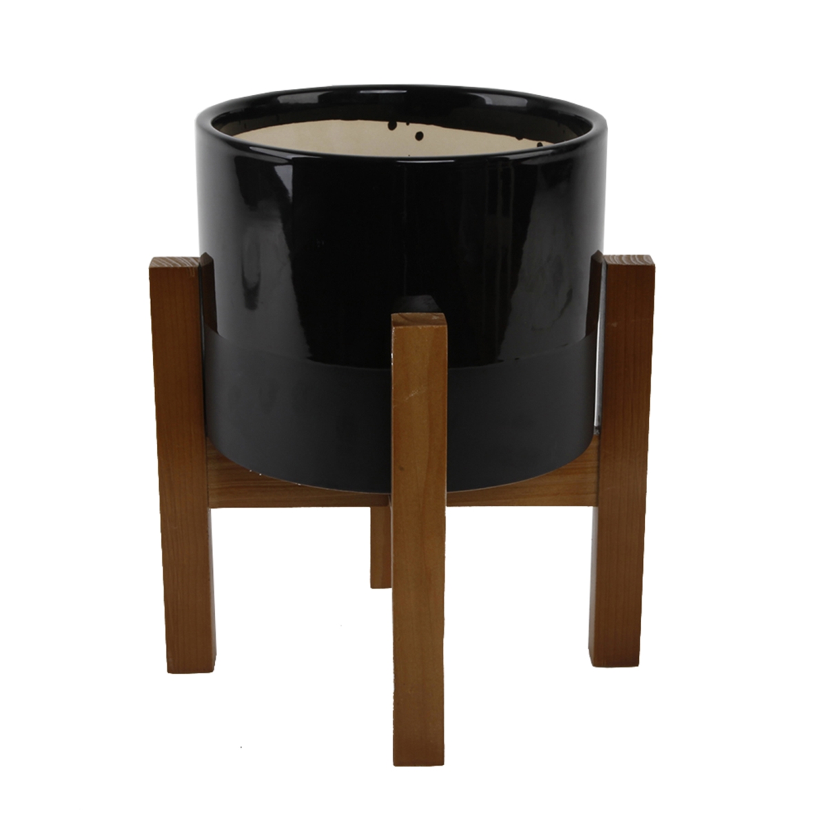 CT223E-BLK 8' LARGE 2TONE POT ON WOOD STAND