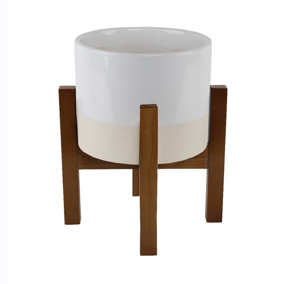 CT223E-WH 8' LARGE 2TONE POT ON WOOD STAND