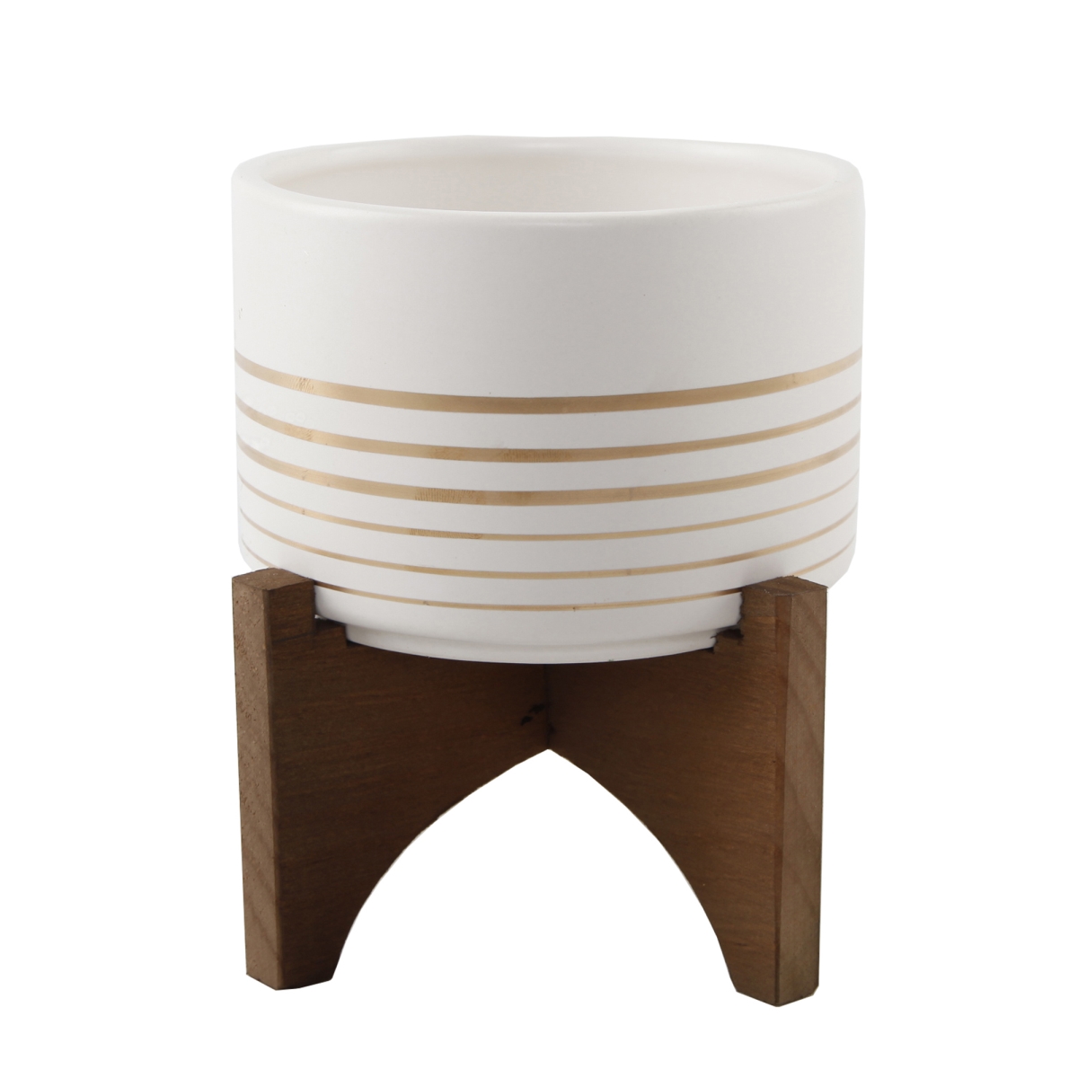 4.75' Ceramic Planter on Wood Stand