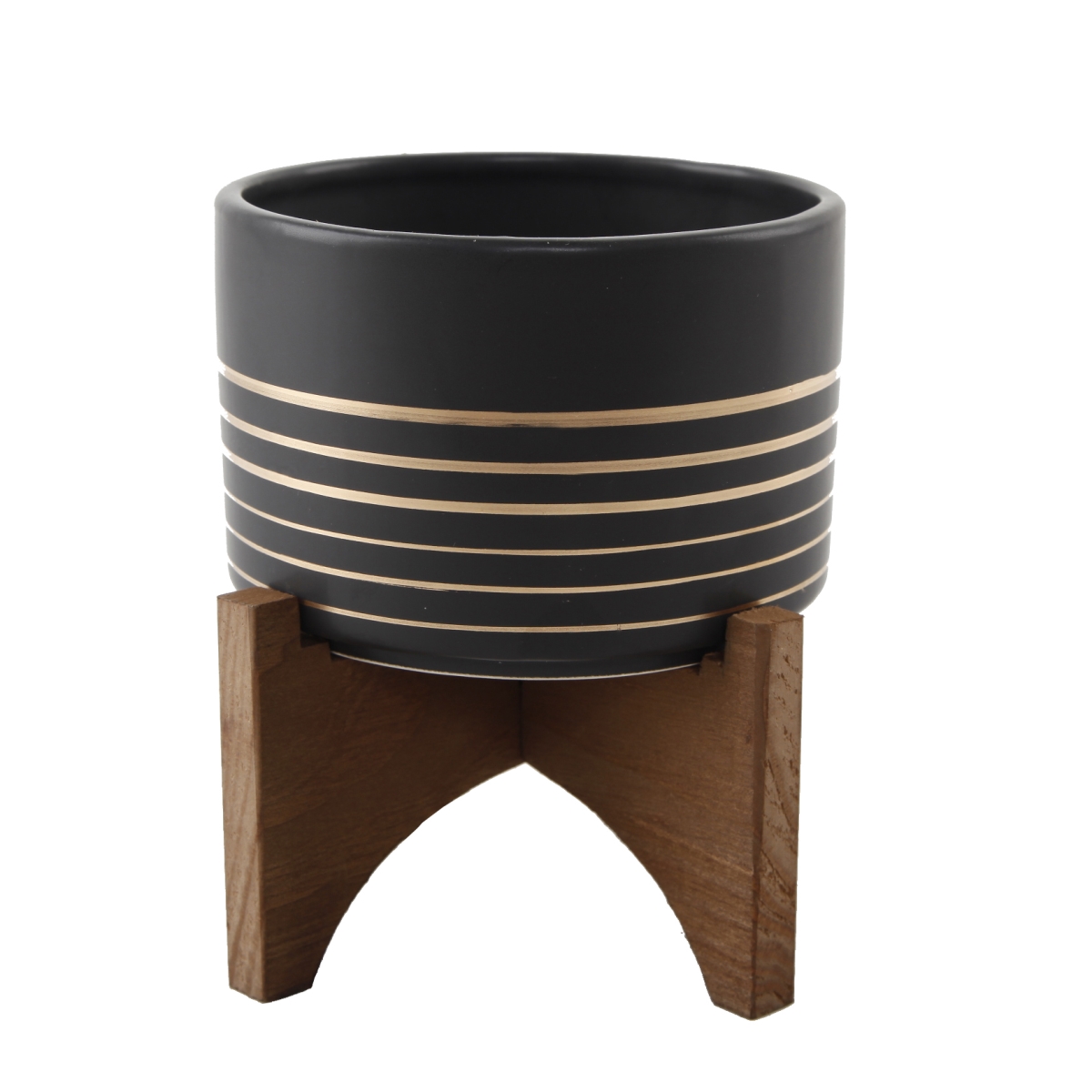 4.75' Ceramic Planter on Wood Stand