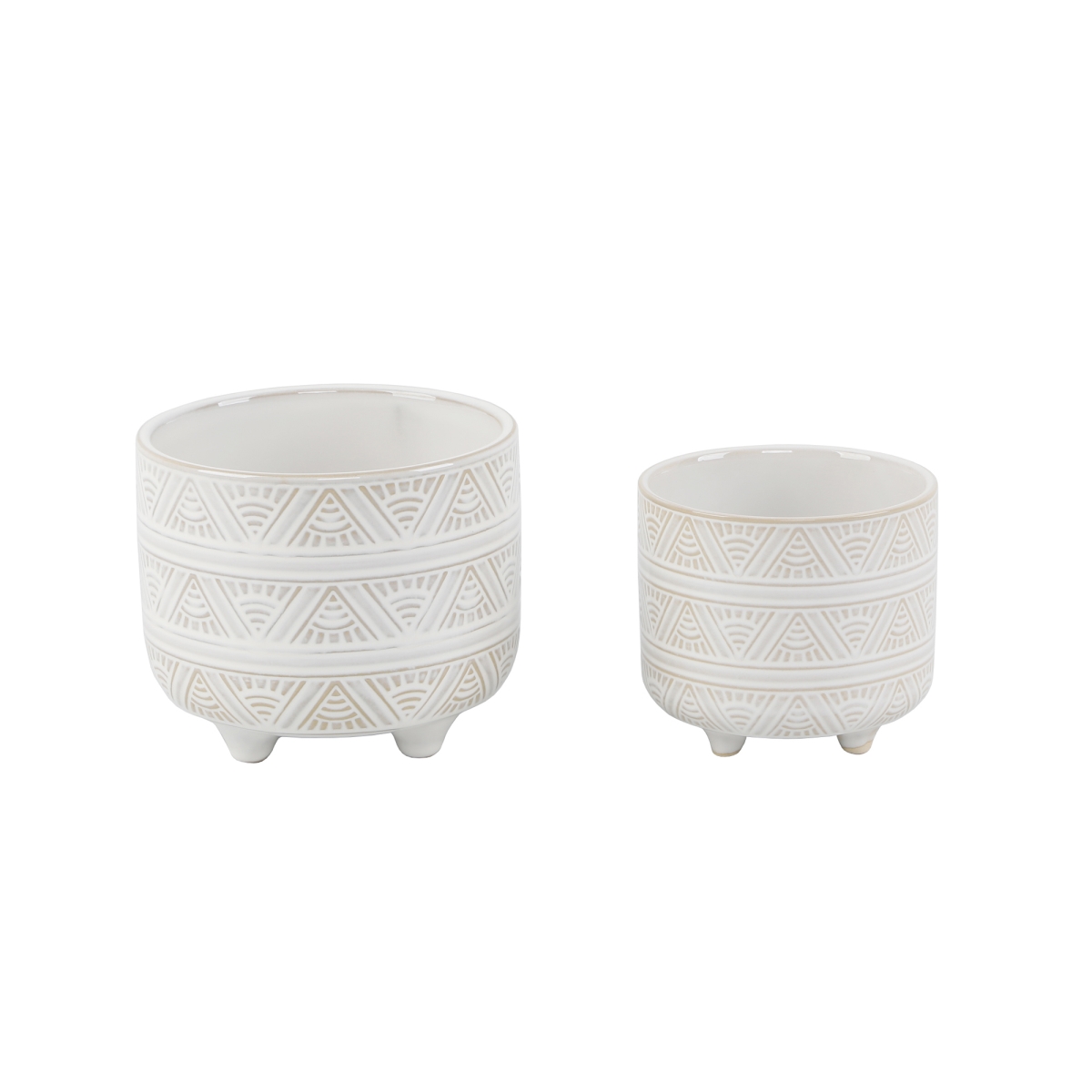 6' & 4.75' Sunrise Footed Ceramic, Ivory,Set of 2
