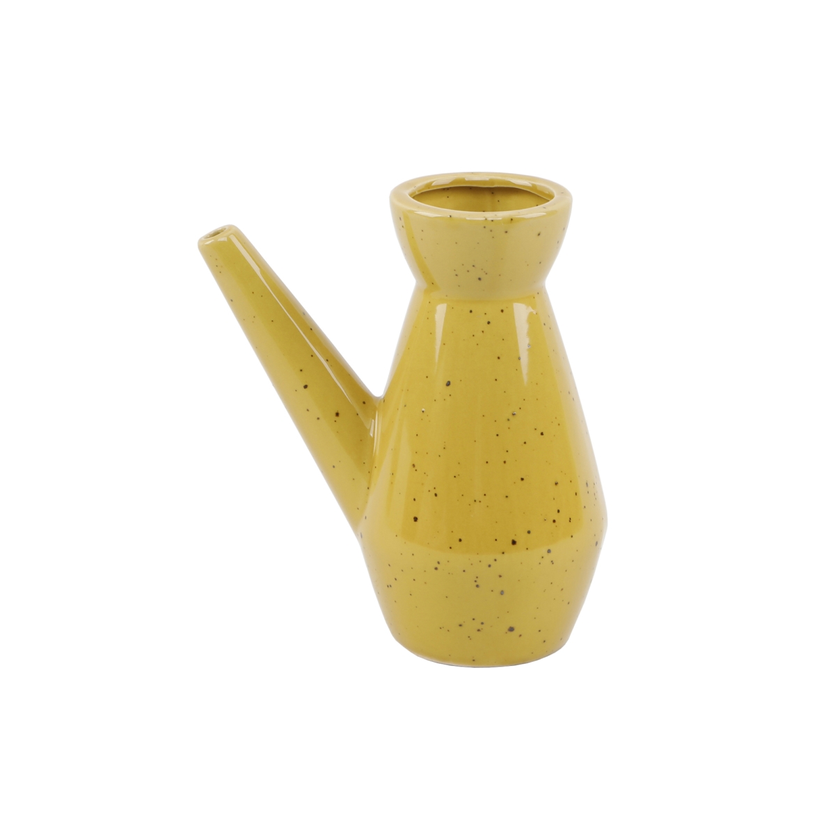 7' Ceramic Watering Can Speckle Mustard