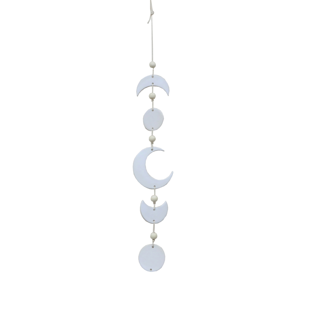 CT1586E-WH 28' Beaded Ceramic Moon Phased  Wind Chime