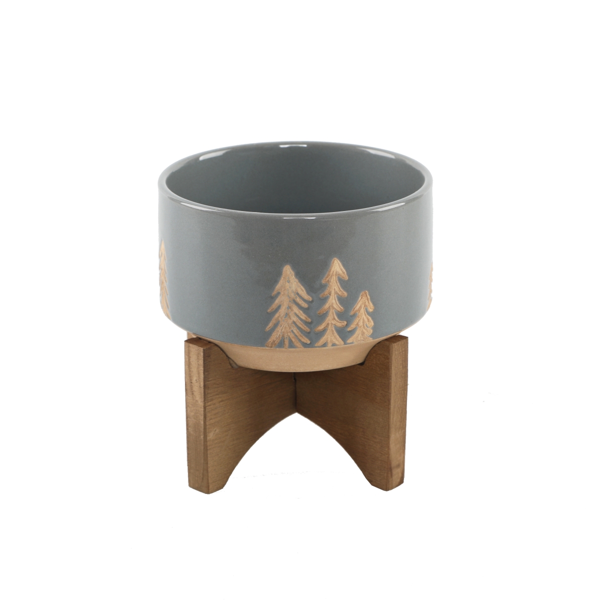 4' XMAS Ceramic on Wood Stand,Gray