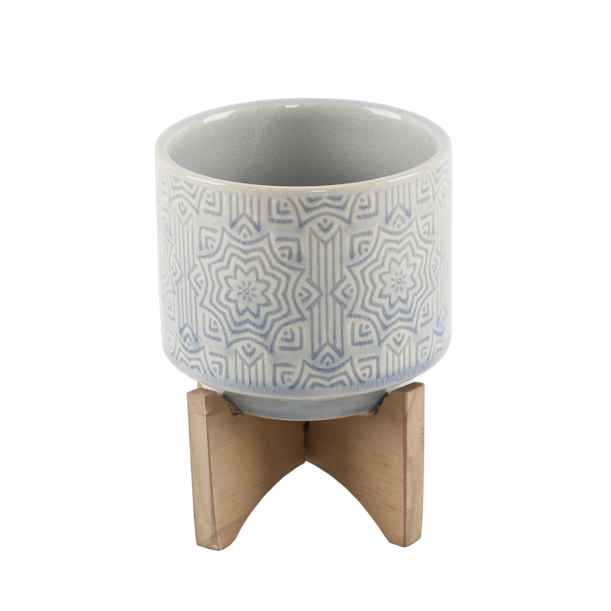 4.25' Star Ceramic on Stand,Glass Blue