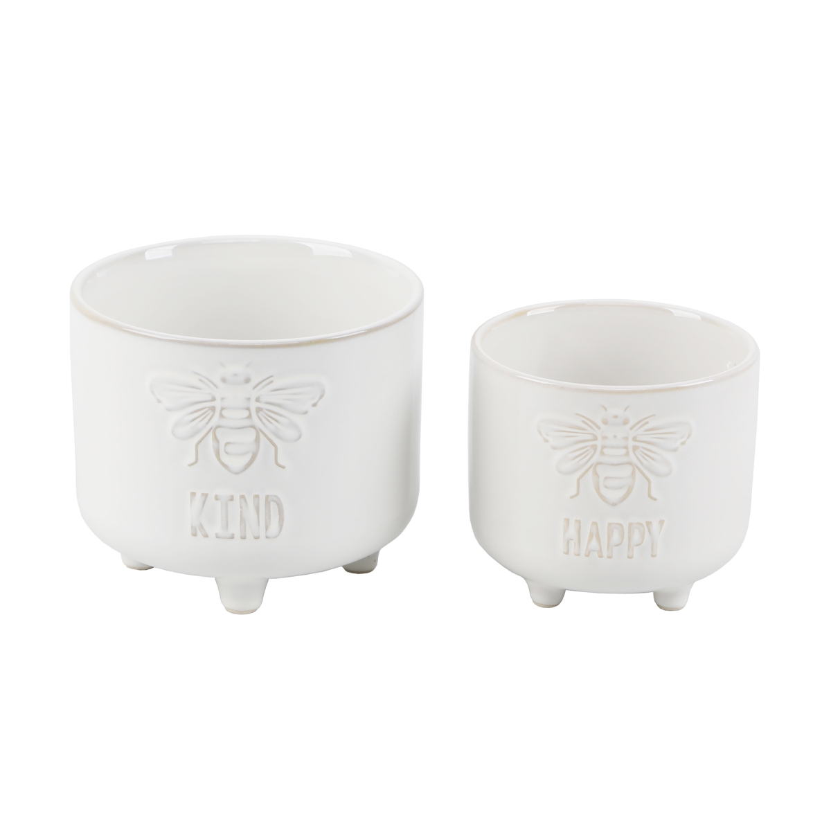 6' &4.75' BE KIND Footed Ceramic,Set of 2