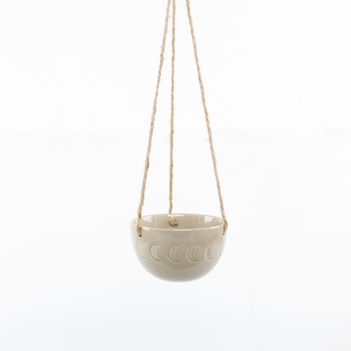Moon Phase Ceramic Hanging Planter Pot - Olive