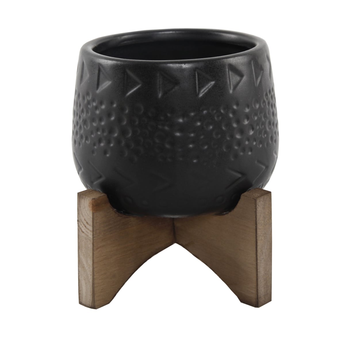 3.5' Caveman Ceramic on Stand,Matte Black