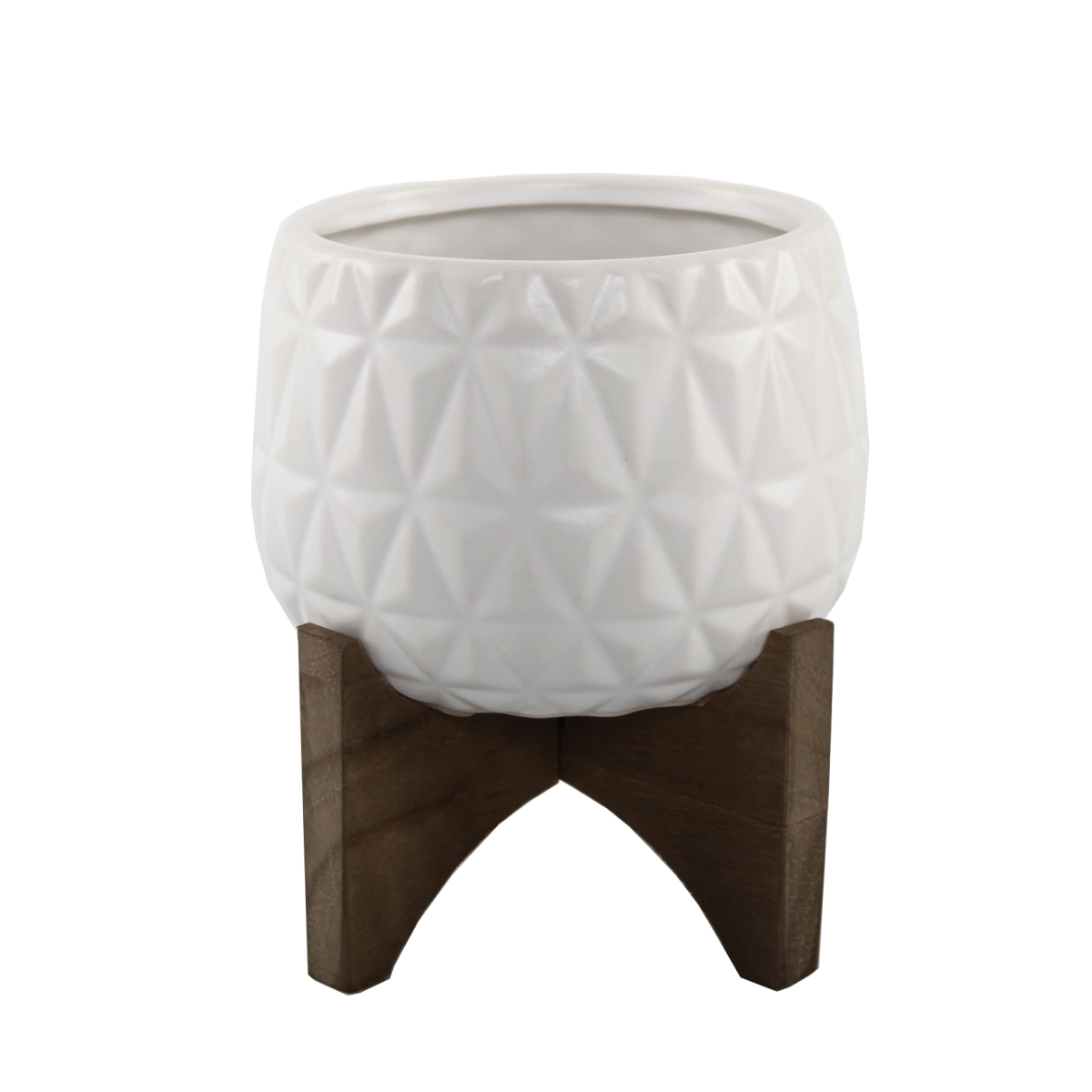 5' Kaleid Ceramic on Wood Stand,Matte White