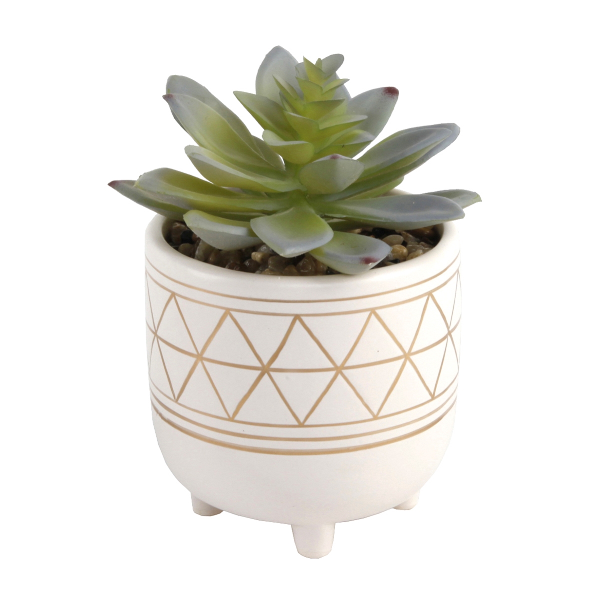 CS2458E-3 4.25' GOLD GEO HAND PAINTGED CERAMIC SUCC,SM
