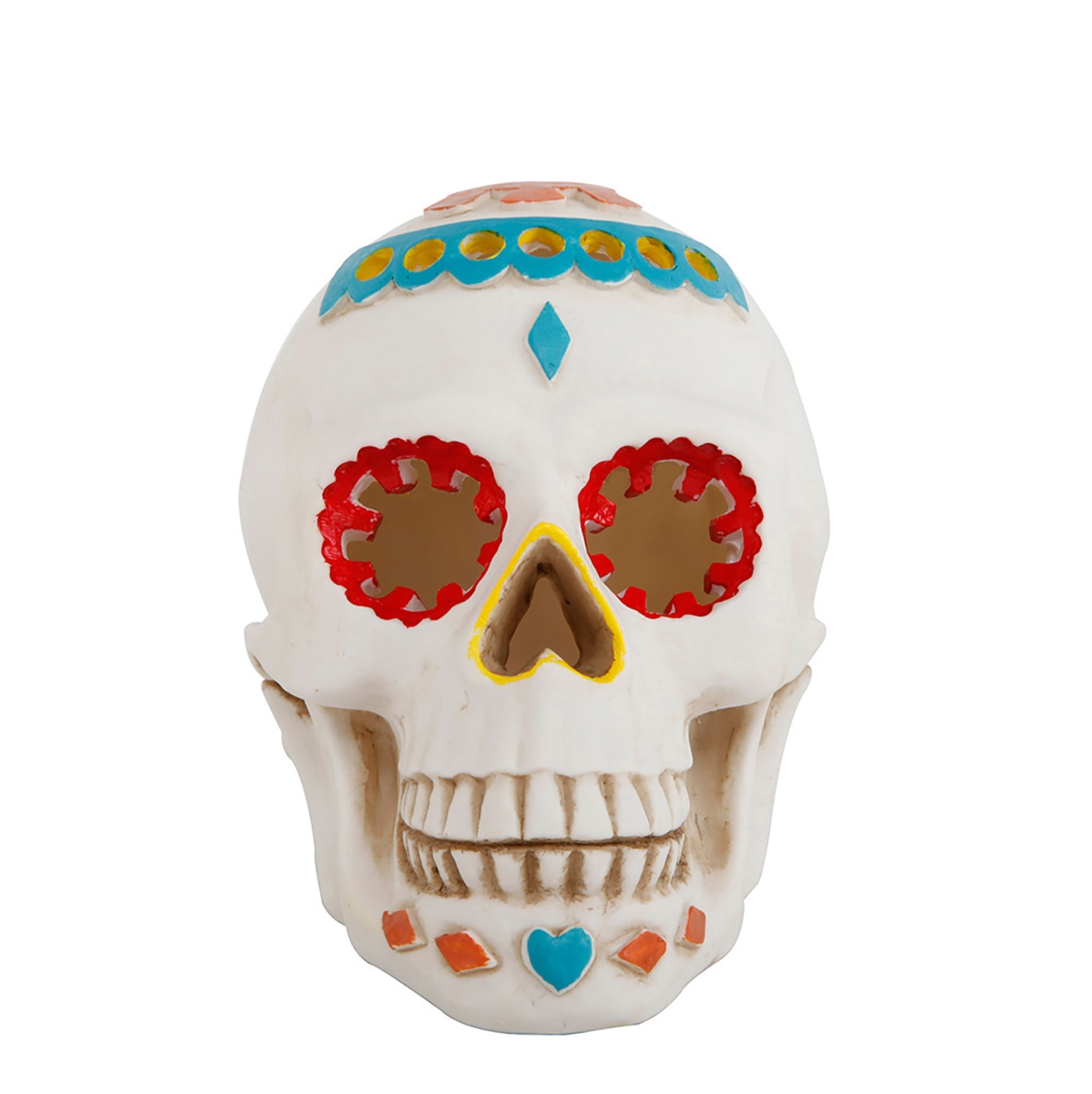 Picture of Flora Bunda HW2637E-BL Polyresin Skull w/ Color Changing LED Lights&#44;Blue&#44;E PACK FT2637BE