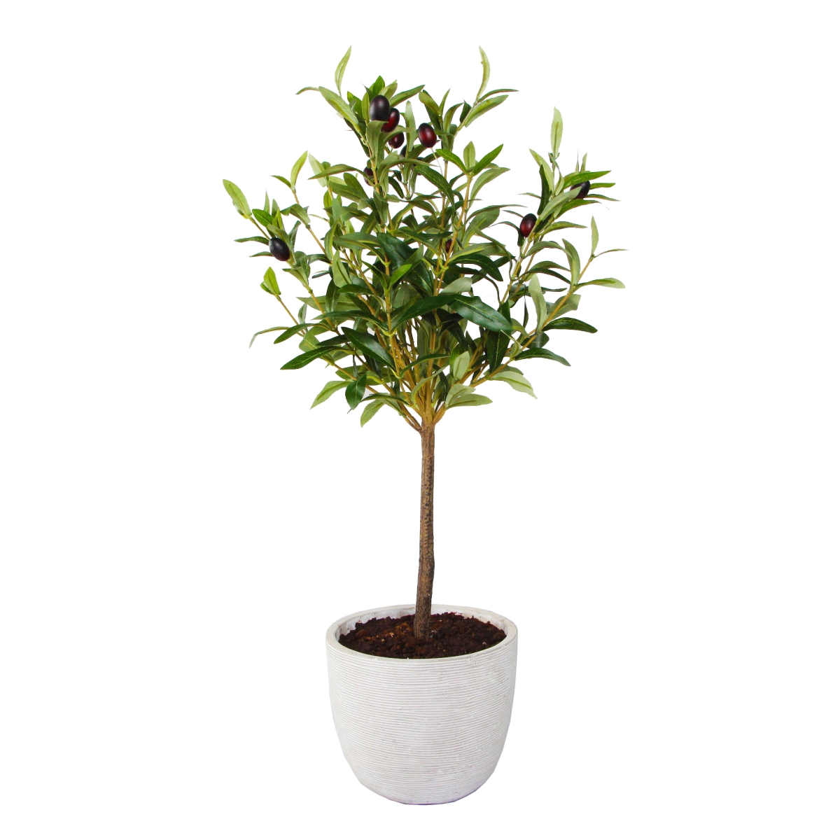 28in. Faux Olive Tree - Gray Cement Pot - Indoor Use - Handcrafted Design