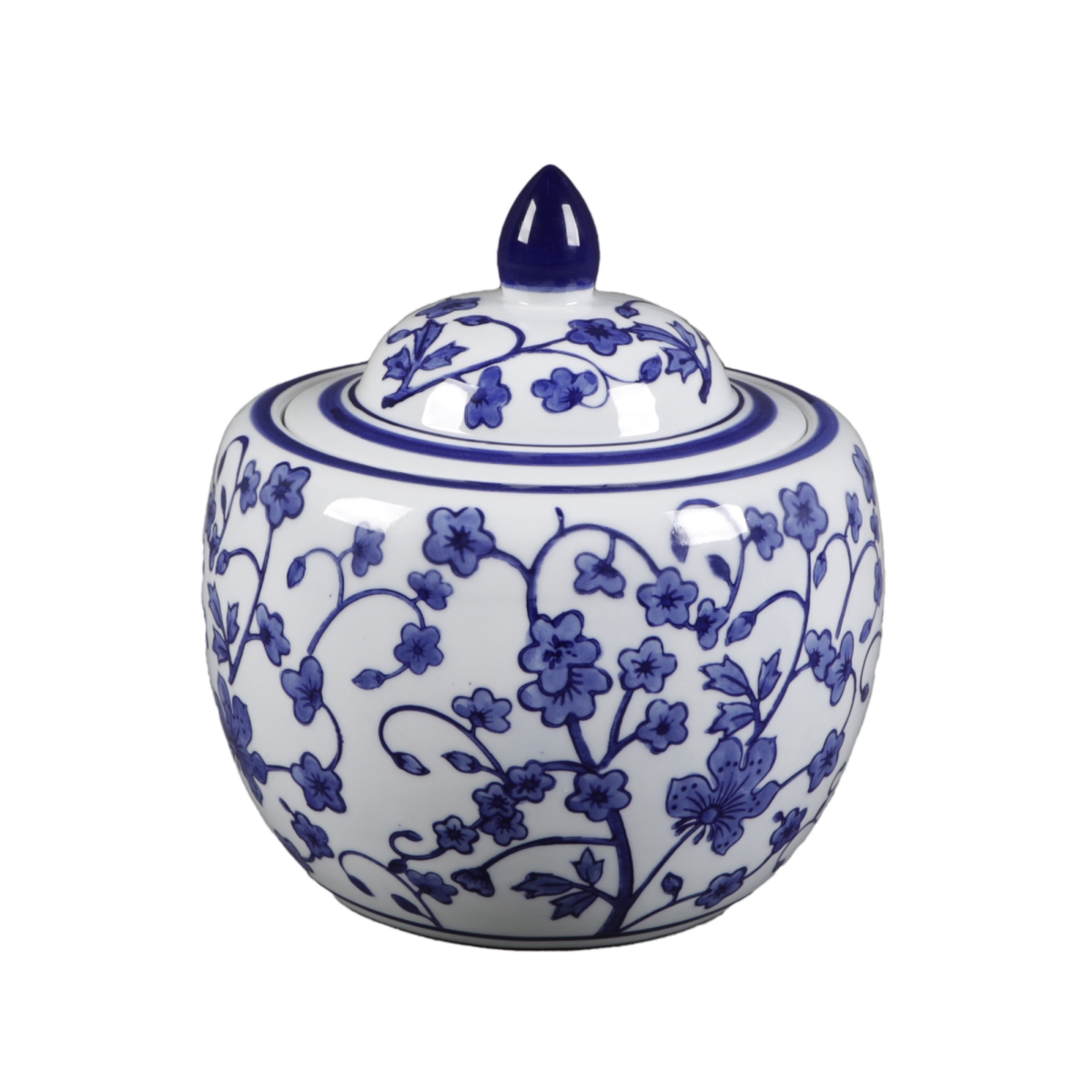 CD708E-BL 8' Chinoiserie Ceramic Ginger Jar Candle  61oz Peony Scent