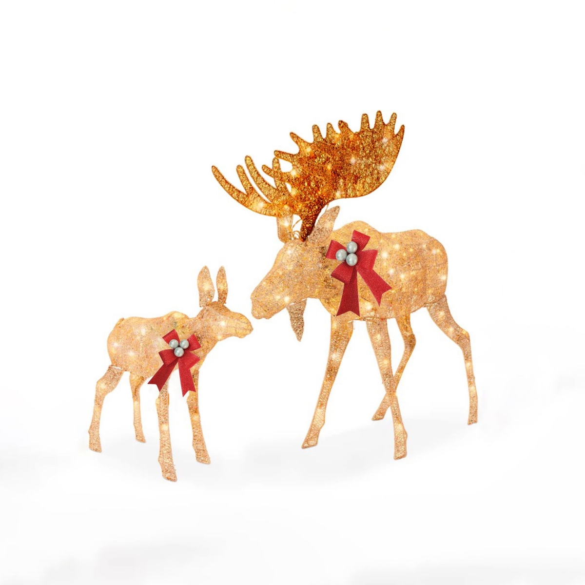 LED6268 4ft 3-Piece 2D Lighted Christmas Deer Family Set  Gold