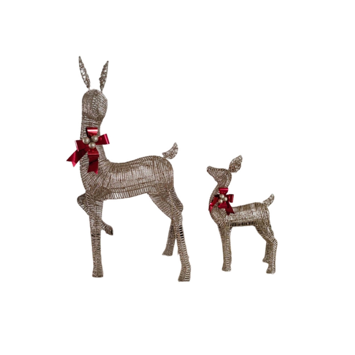 LED1088 4ft 3-Piece 2D Lighted Christmas Deer Family Set  White
