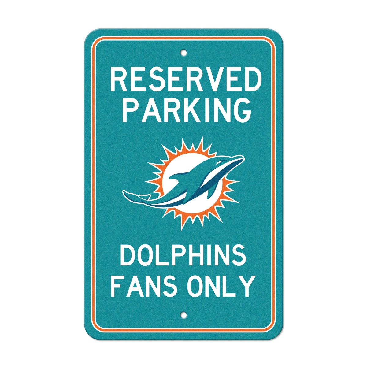 Picture of Fanmats 32168 18 x 11.5 x 0.01 in. Miami Dolphins Team Color Reserved Parking Sign Decor&#44; Aqua