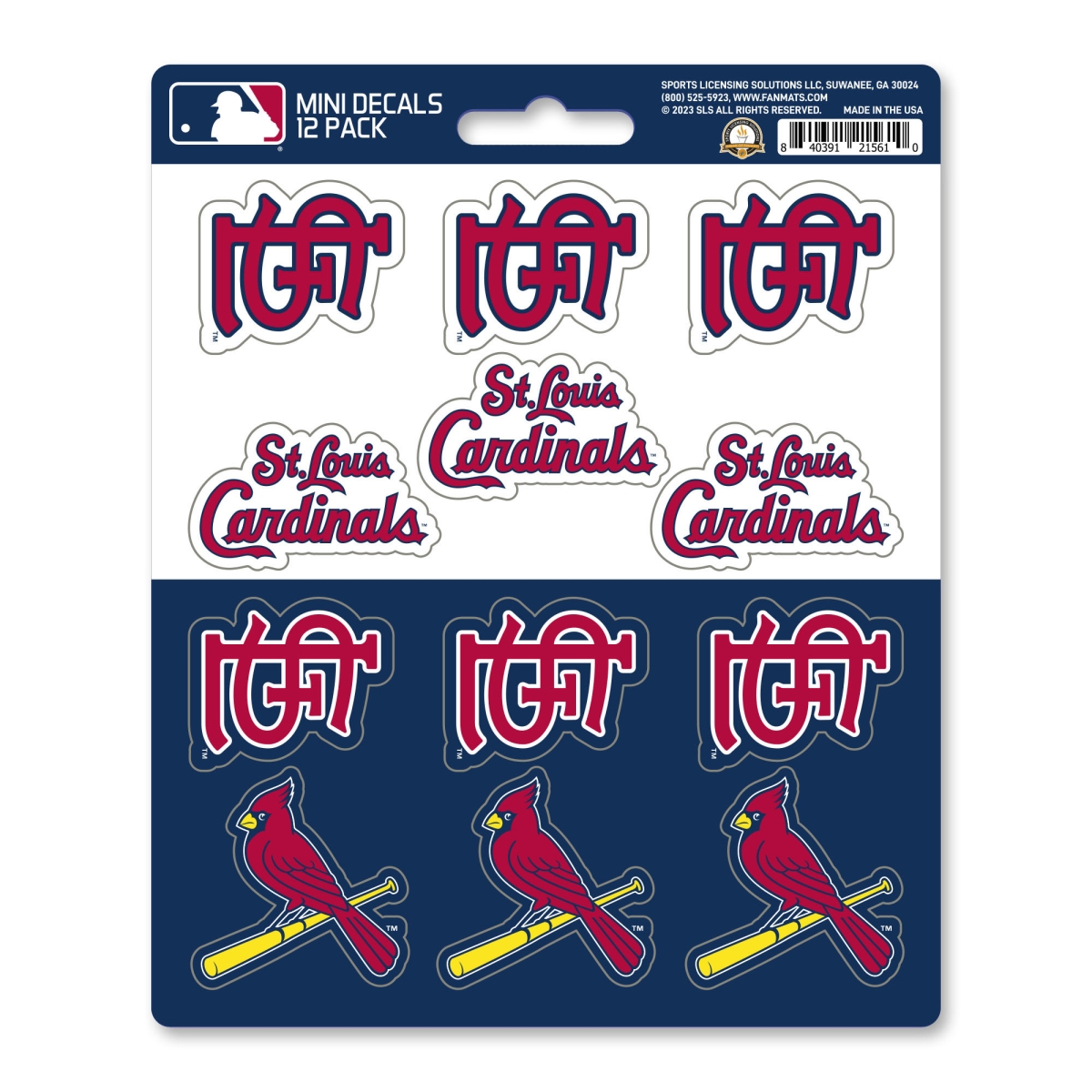 39360 5 x 6.25 in. St. Louis Cardinals Mini Decal Sticker Pack, Blue - 12 Count -  FanMats