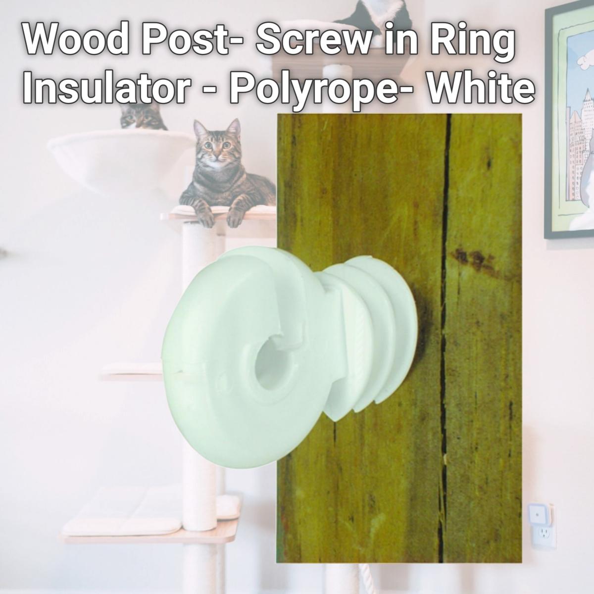 Picture of Field Guardian 650503 Wood Post- Screw in Ring Insulator - Polyrope- White