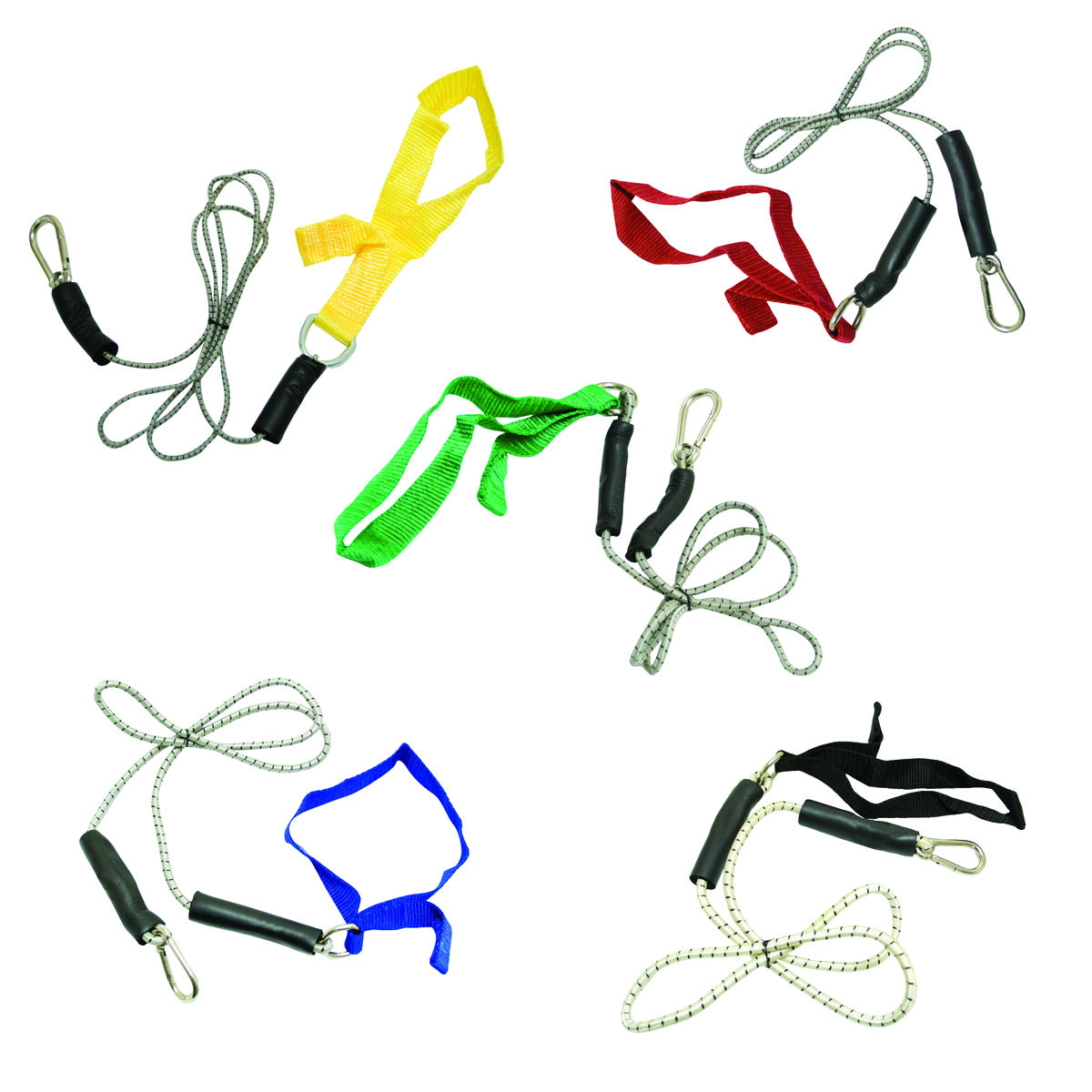 Cando 10-5819 4 ft. Exercise Bungee Cord with Attachments - Set of 5
