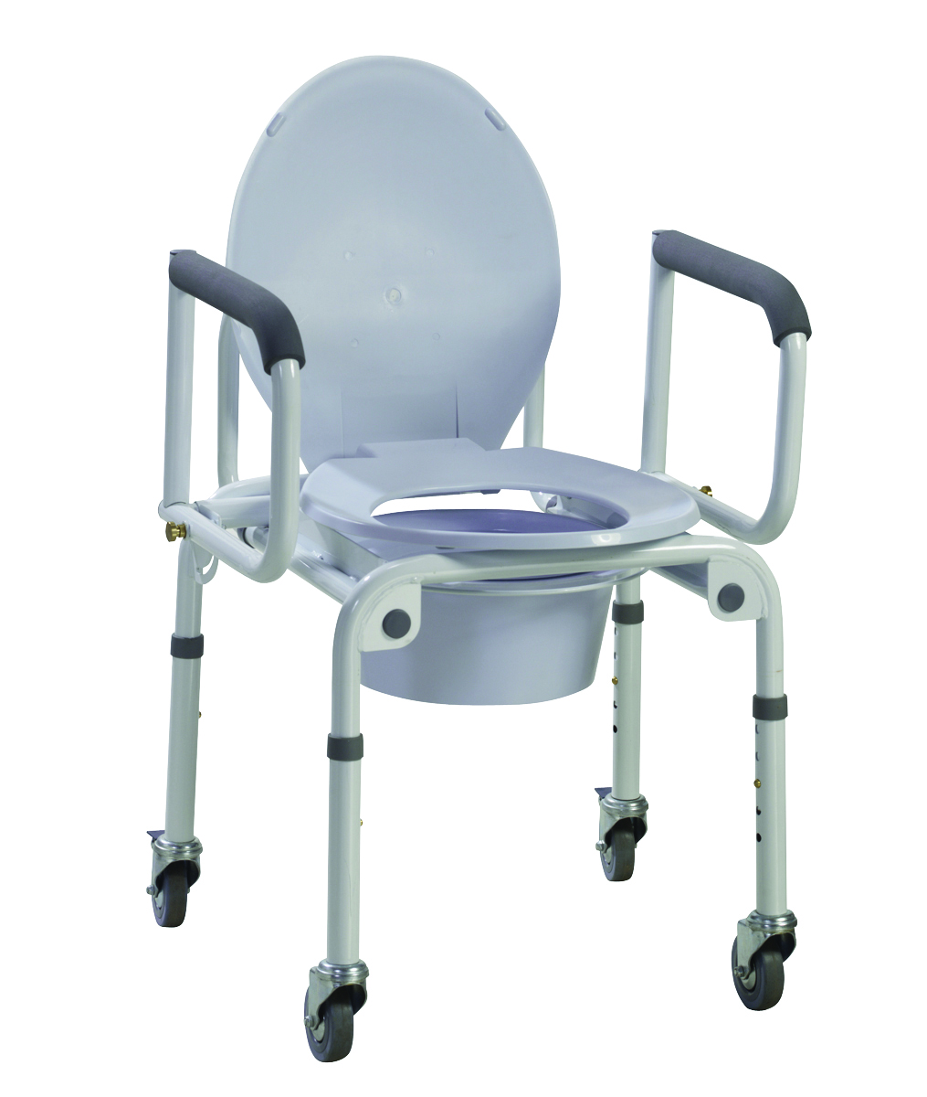 Aluminum Commode with Drop Arms & Wheels