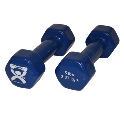 5 lbs Vinyl-Coated Iron Dumbbell, Blue - Pair