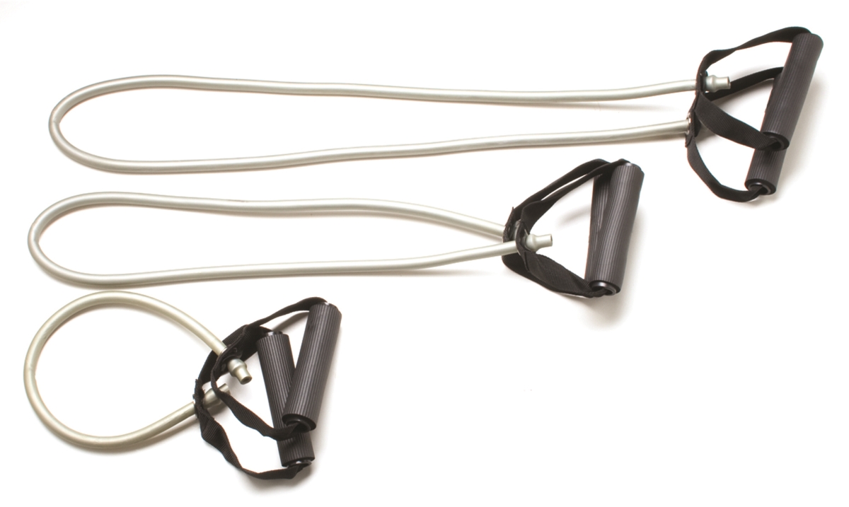 Cando 10-5826 Tubing with Handles Exerciser, Silver - 2X Heavy - 3 Piece