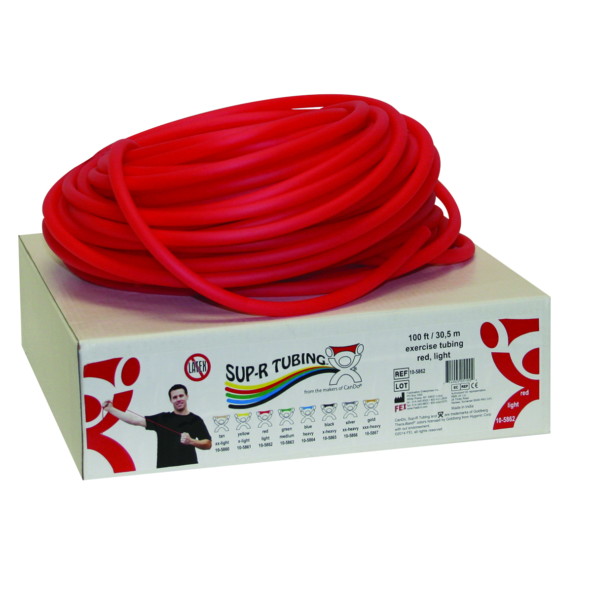 10-5862 100 ft.atex Free Exercise Tubing with Dispenser Roll, Red - Light