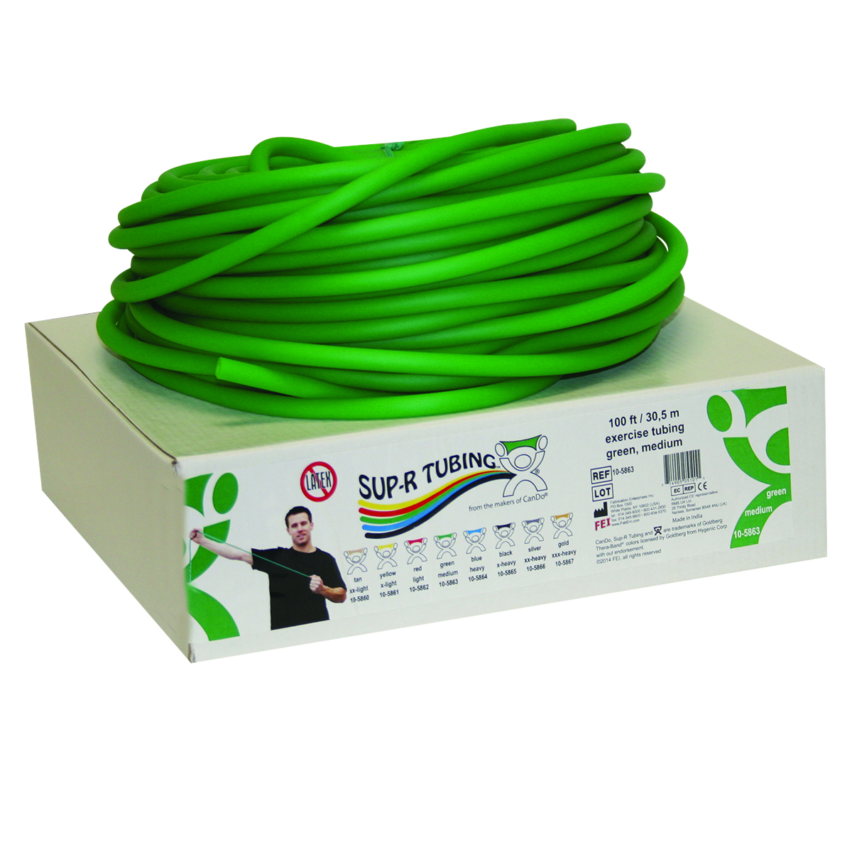 100 ft.atex Free Exercise Tubing with Dispenser Roll, Green - Medium
