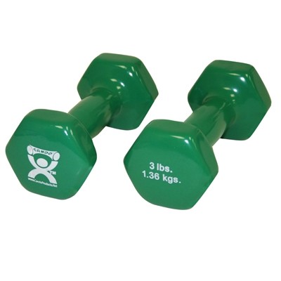 3 lbs Vinyl-Coated Iron Dumbbell, Green - 1 Pair