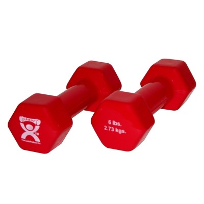 6 lbs Vinyl-Coated Iron Dumbbell, Red - 1 Pair