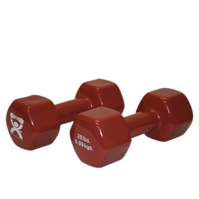 20 lbs Vinyl-Coated Iron Dumbbell, Brown - 1 Pair