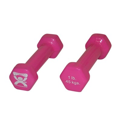 1 lbs Vinyl-Coated Iron Dumbbell, Pink - 1 Pair