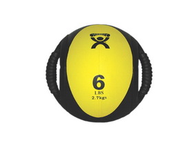 9 in. Cando Dual-Handle Medicine Ball, Yellow - 6 lbs
