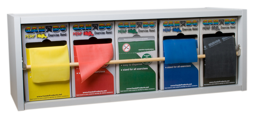 10-5478 5 in. x 50 yards Plastic Exercise Band Rack - 5 Rolls