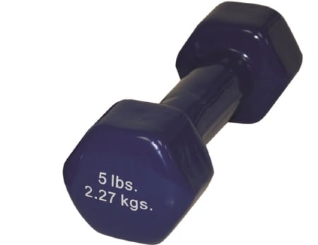 Color-Coded Vinyl-Coated Iron Dumbbell, Blue - 5 lbs
