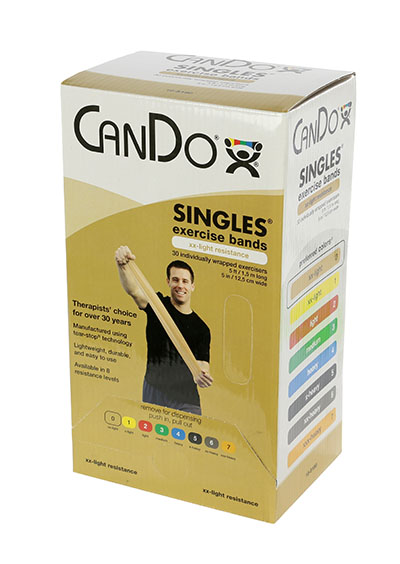 10-5180 30 Piece Cando Exercise Band 5 ft. Singles Dispenser, Tan
